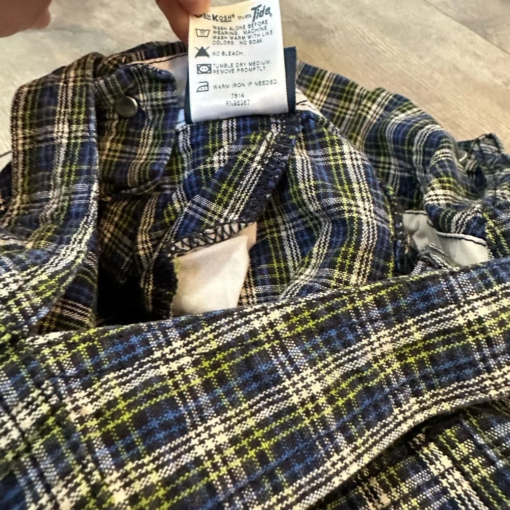 Vintage OshKosh B’Gosh Overalls Baby Toddler Boy Plaid Overalls Shortalls